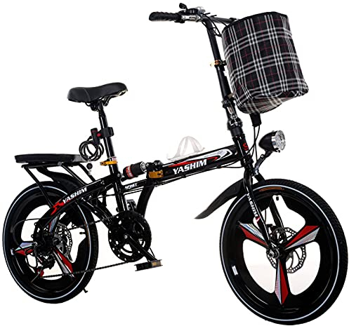 20 Zoll Aluminium Faltrad Faltrad, Faltrad Herren-Frauen, Umwerfer Faltendes Citybike, Aluminiumrahmen, Lampe A,20 in