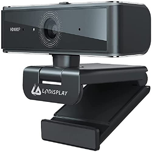 LPDISPLAY Webcam PC con Microfono Microfono con eliminazione del rumore AI, telecamera per computer Web Full HD 1080p, webcam aziendale, copertura nascosta
