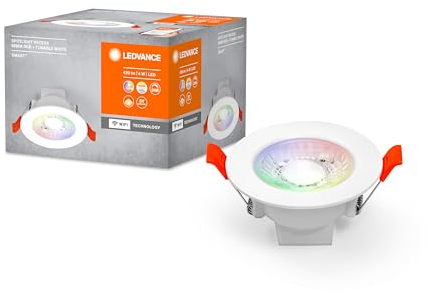 LEDVANCE LED SPOT INTEGRATED Ø 8,6cm, Einbauspot mit 36° Winkel für den Innenbereich, dimmbar, 4W, Farbtemperatur 3000-6500K, RGB Licht bis 16 Mio. Farben, 400 Lumen, flaches Design, weiß