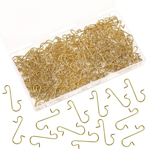 SEPGLITTER 240 Stück Haken für Weihnachtsornamente goldfarbene Metalldrahthaken S-förmige Kleiderbügel mit Aufbewahrungsbox zum Aufhängen von Weihnachtsbaumdekorationen