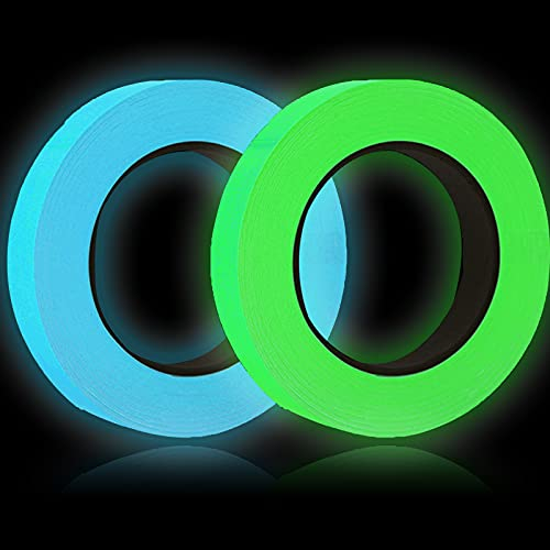 2 Rolle Fluoreszierendes Leuchtendes Klebeband YUTOU 1cm × 5m Glow in The Dark Tape Selbstklebendem Leuchtendes Band Wasserdicht Luminous Tape Phosphor Markierungsband Leuchtklebeband