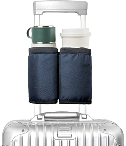 Portavasos para Maleta,Soporte Plegable para Bebidas y Accesorios de Viaje,Compatible con la Mayoría de Maletas con Ruedas,Regalo Ideal para Viajeros Frecuentes Marina