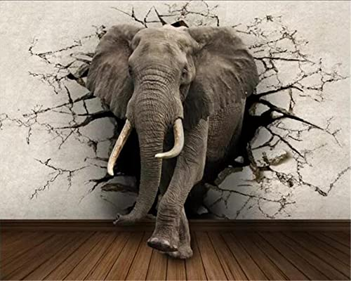 XTSWallpaper Fototapete 3D Effekt 400X280Cm Grau Tier Elefant Vlies Tapete Moderne Wandtapete Wandbild Hintergrundbild Wanddeko Für Wohnzimmer Schlafzimmer Küche Büro Flur Dekoration