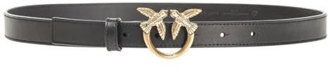 Pinko Love Berry H2 Belt Vitello Set Cintura, Z99q_Nero-Antique Gold, L Donna