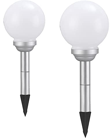 Solar-Kugel-Dekoleuchte OLA 20+25cm Garten Dekokugel mit Erdspieß Lichtfarbe kaltweiss Solar-Erdspießleuchte Wege-Deko-Lampe (DRM. 20 + 25cm)