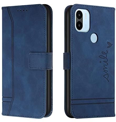 Lihondar Coque pour Xiaomi Redmi A1 Plus, Etui Portefeuille Xiaomi Redmi A1 Plus, Protection Etui à Rabat Housse en Cuir PU avec Antichoc TPU Flip Pochette Housse pour Xiaomi Redmi A1 Plus (Bleu)