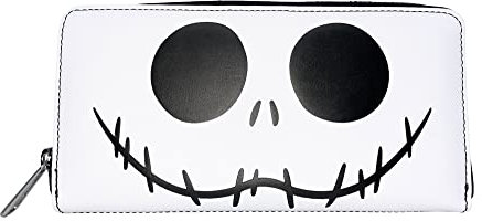 Loungefly Portefeuille zippé Disney L'Étrange Noël de Monsieur Jack Skellington pour Cosplay, Noir, Taille M