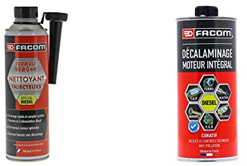 Facom 006035 Nettoyant Injection Diesel, Formule Pro+, 600 ML & 006025 Décalaminage Moteur Intégral Diesel, décrassant Moteur-CURATIF-1 L