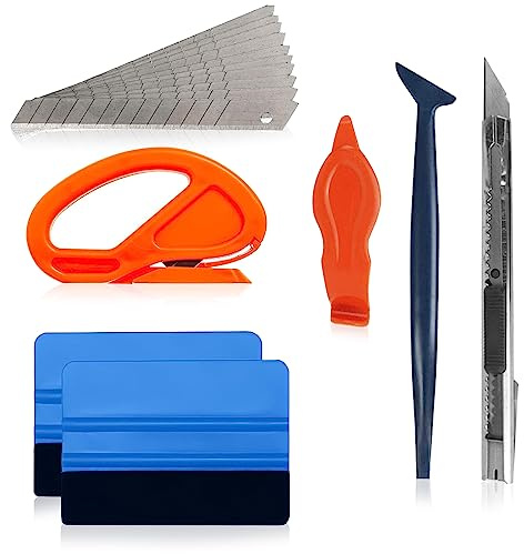 Kit di strumenti in vinile per auto, strumenti per pellicole per finestre con spatola in feltro, tagliabordi, mini spatola angolare morbida per l'installazione di adesivi per auto, carta da parati