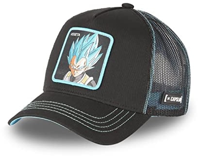 Casquette Homme & Femme Dragon Ball SUPER, Casquette Trucker Vegeta, Authentique Anime, Noir, Bleu, Gris, Taille TU