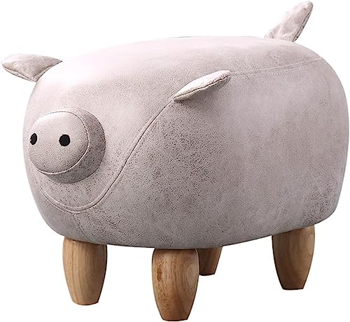 Schweine-Fußhocker, Tier-Fußhocker, niedrige Hocker, niedriger niedriger Hocker, Sofahocker mit Holzbeinen, Kunstleder für Schlafzimmer, Wohnzimmer