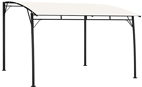 Pergola 3x3x2,55 m Cremeweiß, JUNZAI, JUNZAI Garten-Sonnenschutz, Pavillon Mit Festem Dach, Gartenpavillon, Gazebo Shade, Partyzelt, Pergola Sonnenschutz Überdachung, Carport