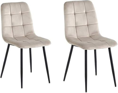 Colenis - Ela Esszimmerstühle - 2er Set - Beige - Samt - Für Esszimmer, Küche & Wohnzimmer - Modernes Design