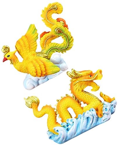 ifundom 2st Chinesische Hochzeitstortenaufsätze Miniaturfiguren Kuchen Auswählen Partyzubehör Jahr Der Cupcakes Kuchenornament Phönix-statue Mini-phönix-figuren Skulptur Harz Tisch Tier