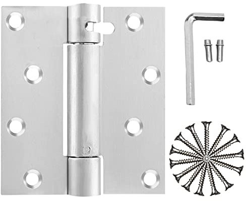 4 Automatic Self-Closing Door Hinges Satin/Brushed Nickel,Heavy Duty Spring Hinges for Doors 5/8 Radius Fire Exterior Door Hinges Bathroom Pantry Basement Door Hinges (2 Pack)
