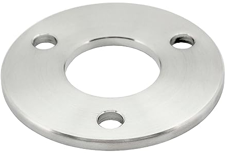 PRIOstahl Piastra di ancoraggio, piastra rotonda, piastra di base, flangia con foro a 3 fori, 1 pezzo, dimensioni: 100 mm x 6 mm, come fissaggio per Ø 42,4 mm, tubo rotondo, corrimano, ringhiere,