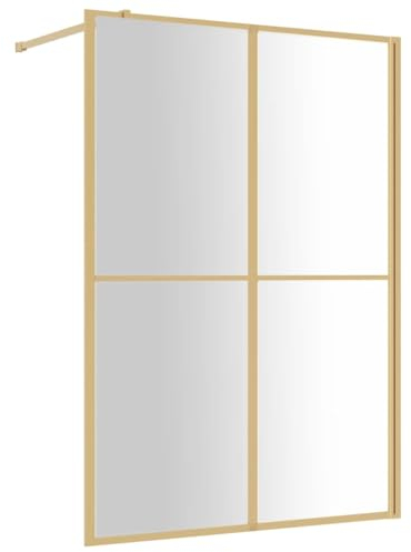 vidaXL Duschwand, Duschrückwand für Begehbare Dusche, Duschabtrennung aus Sicherheitsglas, Duschtrennwand Duschkabine, ESG Klarglas Golden