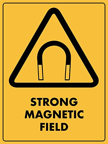 Vorsicht Starkes Magnetfeld Warnschild Metall Schilder Eisenmalerei Wandposter Für Draußen Innen 20X30cm