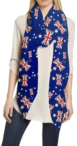 Lina & Lily Damen Schal Tuch mit Flaggen (Australien - blau, rot, weiß)