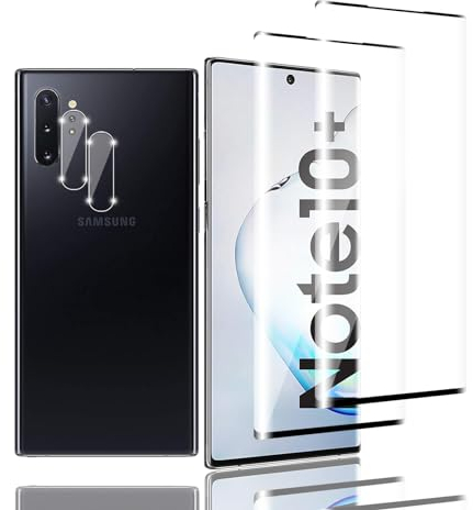 Zicurz 2+2 Stück Schutzglas für Samsung Galaxy Note 10 Plus, für Panzer Schutz Glas, 2 Stück Schutzfolie und 2 Stück Kamera-Schutzglas, HD Displayschutz, Blasenfrei, für Samsung Galaxy Note 10 Plus