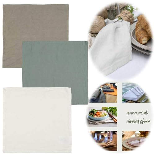 LS-LebenStil Vintage Stoffserviette 45x45cm Freja Mint Green/Grün Vollzwirn Leinen Baumwolle Waschbare Tischserviette Tischdekoration für Hochzeit Geburtstag Party Küche Cafe Restaurant