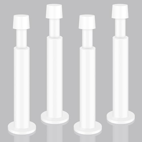 KOLAKO Door Stop Stainless Steel Door Stopper Anti-Collision Doorstops for Skirtings White Door Holder with Rubber Bumper Tip Wall Protector Spring Cushion Door Stopper Metal Door Catch 4 Pack