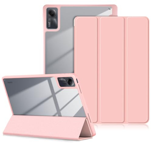 DINGGUAGUA Hülle für Xiaomi Redmi Pad SE 11 Zoll 2023 Tablet,Stifthalter - Stoßfeste Schutzhülle mit transparenter Hartschale auf der Rückseite,Rosa