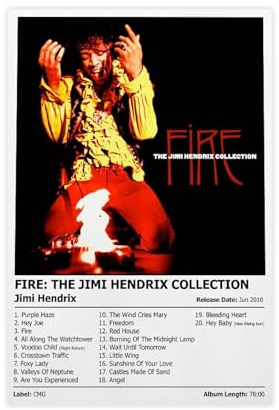 ZOLULA Fire-The Jimi Hendrix Collection – Musikalbum-Poster, Leinwand, Poster, Schlafzimmer, Dekoration, Sport, Landschaft, Büro, Raumdekoration, Geschenk, ungerahmt, 30 x 45 cm