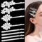 Set di 8 Fermagli Strass per Capelli - eleganti accessori per Sposa e Damigella d'onore. Perni decorati con diamanti adatti a Ragazze. Colore Argento.