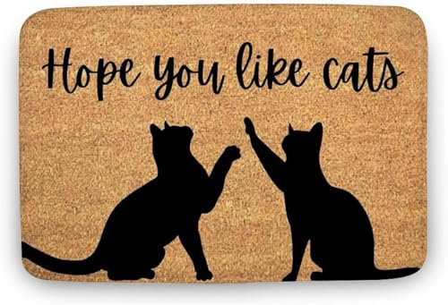 Flavas Hope You Like Cats Doormat,Cat Doormat,Cat Rug,I Hope You Like Cat Doormat,Housewarming Gift,Homewarming Gift,Cats,Indoor Doormat,Front Back Door Mat 30x18 Inch