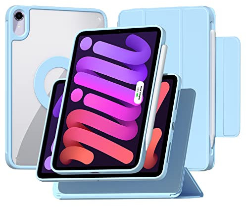 ZENLU Étui pour iPad Mini 6e génération avec Housse Folio magnétique Amovible, Cuir synthétique de qualité supérieure, Support Multi-Angles, Fente pour Crayon, Support de Charge, Coque de Protection