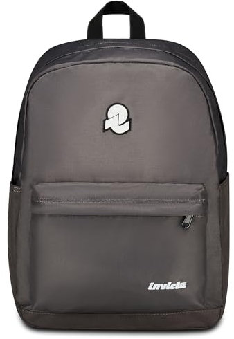 Invicta Carlson Schulrucksack Plain, Grau, Monofach Rucksack mit Tasche für PC oder Tablet und Trinkflasche, Oberer Rucksack, Universität und Reisen, Unisex, grau, One size