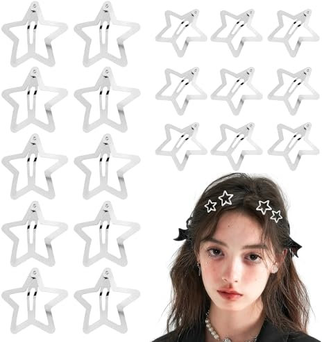 60 Pièces Barrettes Etoile Pinces,Star Hair Clip Argent Y2k Etoiles en Métal Accessoires Pinces à Cheveux en Étoile pour Enfants Filles Femmes
