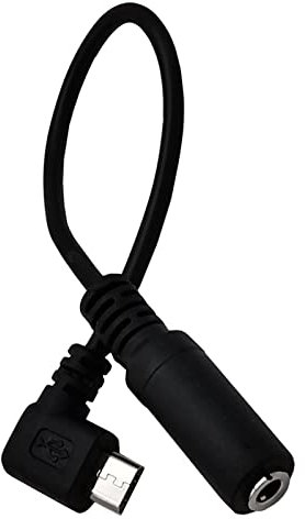 Cherjoury Câble adaptateur micro USB mâle à angle droit vers prise jack 3,5 mm pour écouteurs et téléphones 0,15 m, noir
