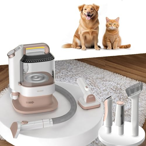 JOSBY Aspirateur pour Poils d'animaux, kit de toilettage Polyvalent pour Chiens, Aspiration sous Vide à Faible Bruit de 12 kpa, 99% de Poils d'animaux, avec boîte à poussière de Grande capacité de
