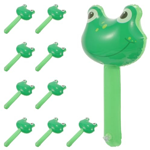 IMIKEYA Aufblasbare Froschkopf-Stöcke Mit Glocke 10 Stück Froschkopf-Ballon Lustiger Griff Hammer Zum Aufblasen des Frosches Auf Einem Stock Für Die Dekoration Von Geburtstagsfeiern