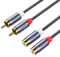 SOOMFON Phono to Phono RCA Cables 2RCA Male to 2RCA Female Stereo Audio Cable 2M Red and White Leads HiFi Sound 24K Gold Plated Connector RCA Cable Compatible with Amplifier DVD Player Speaker
