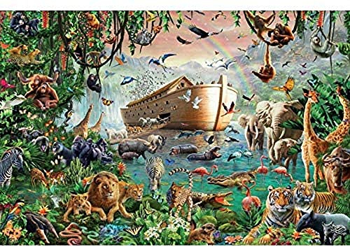 IGHSNZUH Noahs Arche Und Tiere Puzzle, 1000 Teile Holzpuzzle, Dekompressionspuzzle Für Erwachsene, Spielspielzeug, Für Kindergeschenke