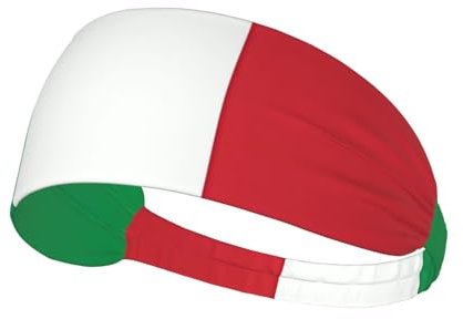 Elastisches Unisex-Sport-Stirnband, feuchtigkeitsableitend, athletisch für Laufen, Training, Outdoor-Sport, Italien-Flaggen-Druck