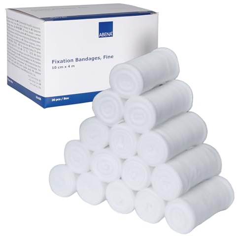 ABENA Mullbinden 10cm x 4m, 20 Stück | Fein, Elastisch, Luftdurchlässig, Hautfreundlich, Fixierung für Wundpflege & Sport