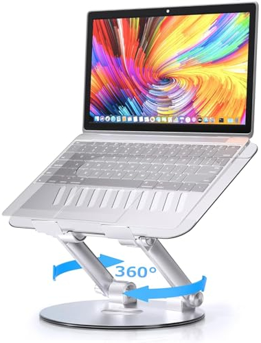 SHINEGIANT Laptop Ständer mit 360° Drehbarer Basis, Ergonomisch Laptopständer Höhenverstellbar, Notebook Ständer Halterung für Schreibtisch kompatibel mit Allen MacBook Air, Pro, Laptops 10-17.3