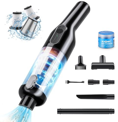 ALIOBC Mini Aspirador Potente 22000PA con Filtro HEPA Lavable, USB para Pelo de Mascotas, Coche, Hogar y Oficina