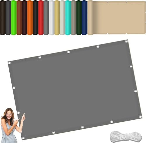 Sonnensegel Wasserdicht inkl Befestigungsseile 150 x 220 cm,98% Uv Schutz Reißfest Wetterfest, Wasserdicht, Langlebiges, Segeltuch Pergola Sonnensegel,Für Terrasse Garten, Hellgrau