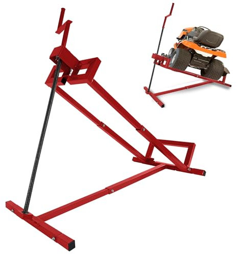 ROSEJANE Rasentraktorheber 400KG Hebebühne Rasentraktor Hebevorrichtung Rasentraktor-Heber Einstellbar bis 45 für Aufsitzmäher, Rot