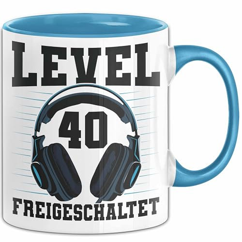 40. Geburtstag Geschenk Männer Gamer Tasse Geschenk 40Er Geburtstag (Blau)