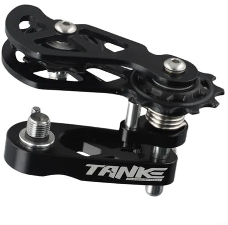 Chain Tensioner AluminumAdjustable Single Speed Conversion Chain Tensioner Anti Drop Link for 8-12 Speed Bike(Black)