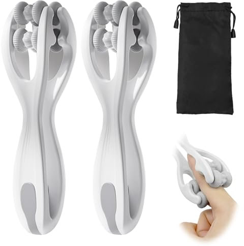 2 Stk Hand- und Fingermassagegerät, Finger Massage Roller, Massageball mit Griff Körper, Muskel Entspannen Massagegerät, Massagegerät Selbstmassagerolle, Doppelseitiger Massageroller für Arthritis
