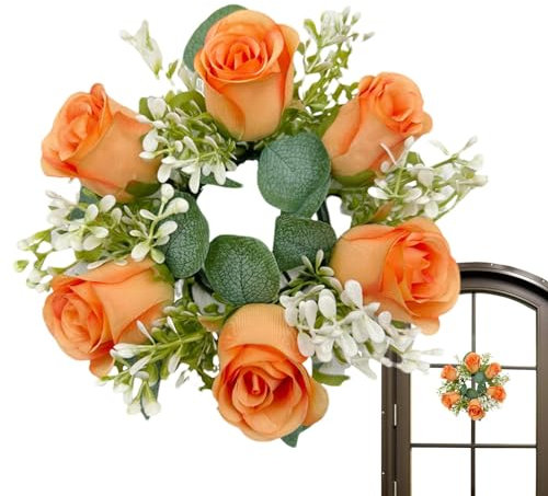 Kerzenring Blumen,Boho- -Stumpenkerzenhalter,Kerzenkranz Für Stabkerzen,Kunstblumenstrauß Eukalyptus Kerzenkränze,Kerzenringe Kränze,Frühlingskerzenringe Für Hochzeits,Haustür,Tischdekoratio