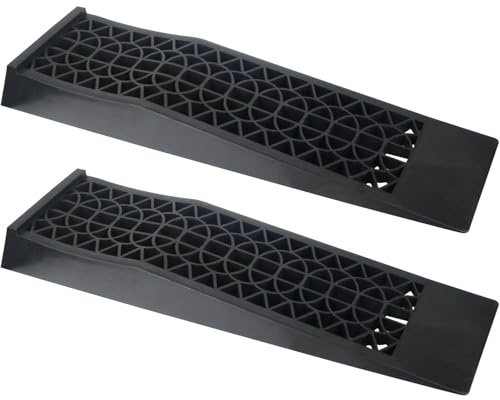 Autojack 2 Piece 5 Ton Heavy Duty Low Rise Kerb Car Ramps Plastic | Plastic, Kerb Ramp Lift, For Service Home Garage, Motorhome Wheels