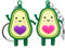 UEIOAVL Porte-clés, 2 pièces porte-clés avocat vert mignon porte-clés avocat cadeau d'amitié